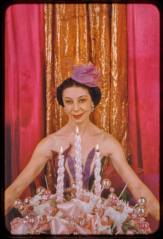 Alicia Markova with her Christmas gift to the Van Vechtens, 1955