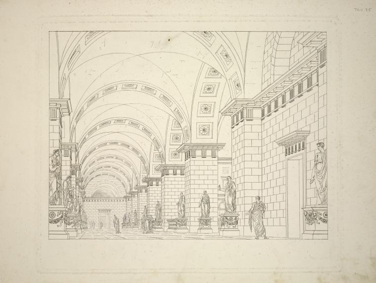 Questa scena fu eseguita pel ballo eroica Arsinoe e Telemaco, inventato dal Sig. Gaetano Gioja e posto sulle scene dell'I. R. Teatro alla Scala, il carnevale dell'anno 1814.  A Sanquirico inv. e dip.  A. Biasioli fece.