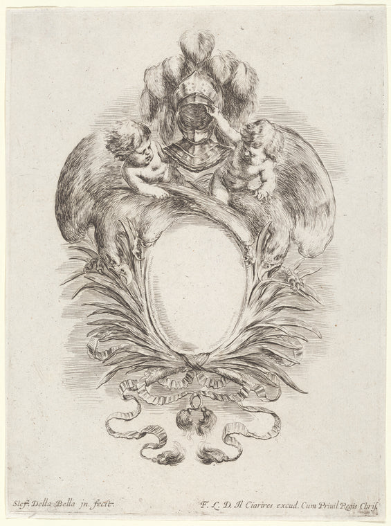 Cartouche avec un écusson blanc