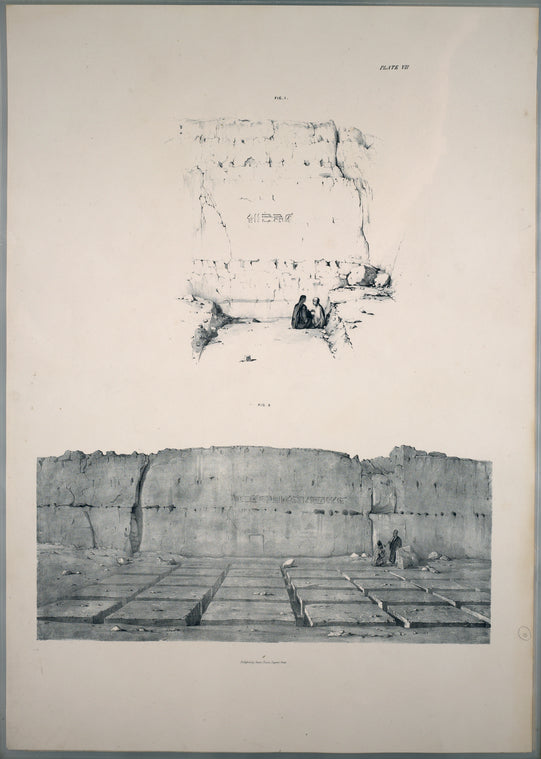 Fig. 1. Hieroglyphics on the rocks near the north-western angle; Fig. 2. Remains of quarries and hieroglyphics on the rock to the northward.