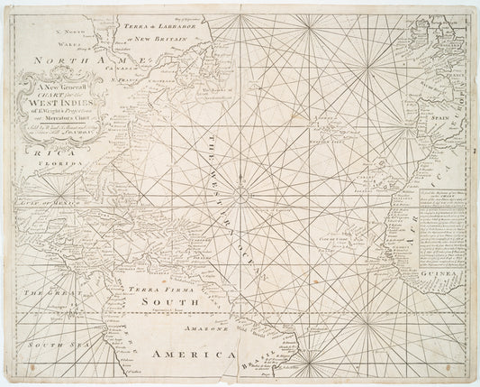 A New generall chart for the West Indies of E. Wright's projection vul. called Mercators chart.