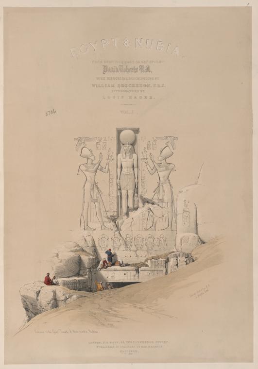 Entrance to the Great Temple of Aboo Simble [sic], Nubia. [Title vignette, vol. 1]