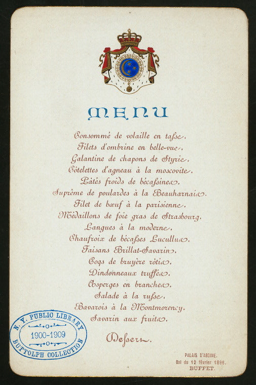 BUFFET [DINNER] [held by] [ABBAS II HILMI KHEDIVE OF EGYPT] [at] "PALAIS D'ABDINE [CAIRO, EGYPT]" (FOREIGN;)