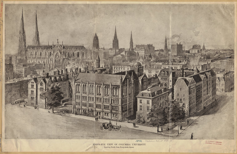 Bird's-eye view of Columbia University, looking north from Forty-ninth Street