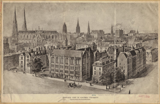 Bird's-eye view of Columbia University, looking north from Forty-ninth Street
