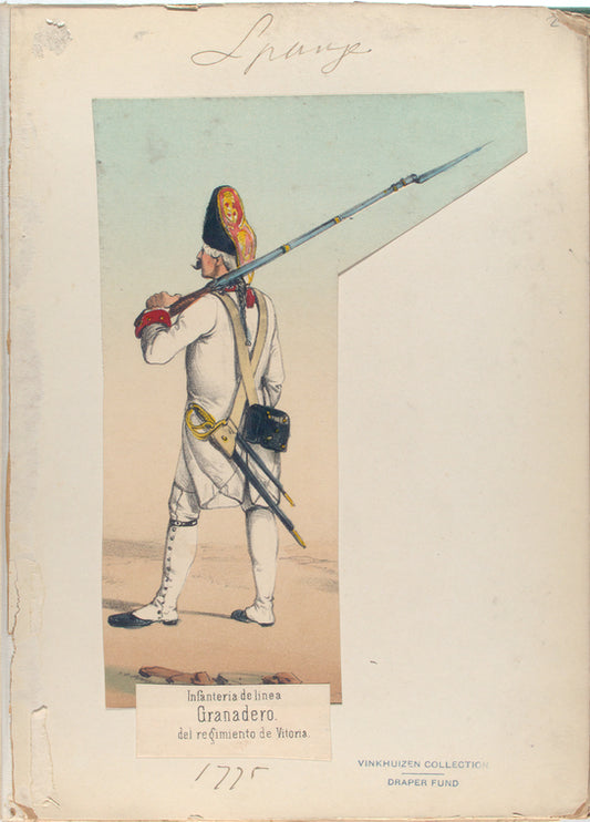 Infanteria de linea. Granadero, del regimiento de Vitoria. 1775