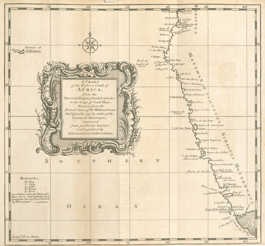A chart of the western coast of Africa, from the eleventh degree of south latitude, to the Cape of Good Hope