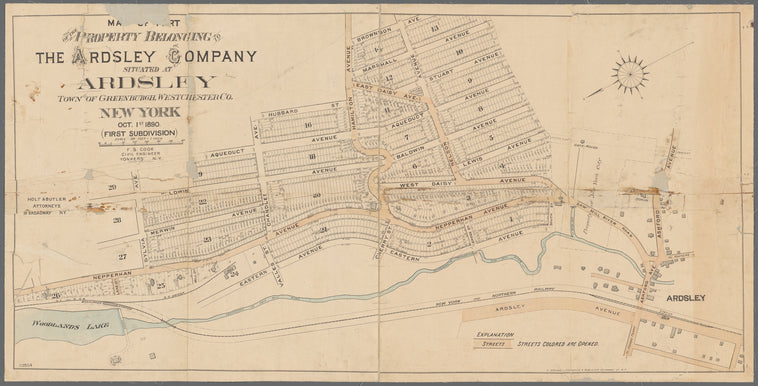 M[ap of par]t of the property belonging to the Ardsley Company: situated at Ardsley town of Greenburgh,Westchester Co., New York, Oct. 1st. 1890, (first subdivision)