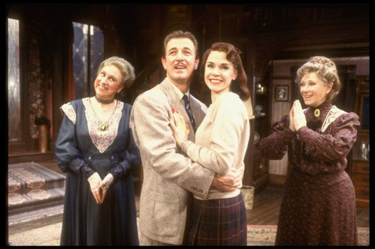 Actors (L-R) Jean Stapleton, Gary Sandy, Mary Layne & Marion Ross in a scene fr. the replacement cast of the Broadway revival of "Arsenic and Old Lace." (New York)