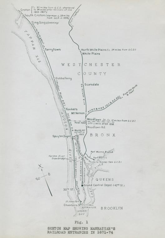 Map. Manhattan's Railroad entrances (figure 1)