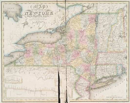 Map of the state of New-York and the surrounding country