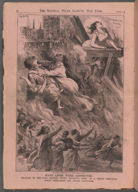 Many lives were destroyed: Collapse of the Park Central Hotel, Hartford, Conn., by a boiler explosion which demolishes the entire structure