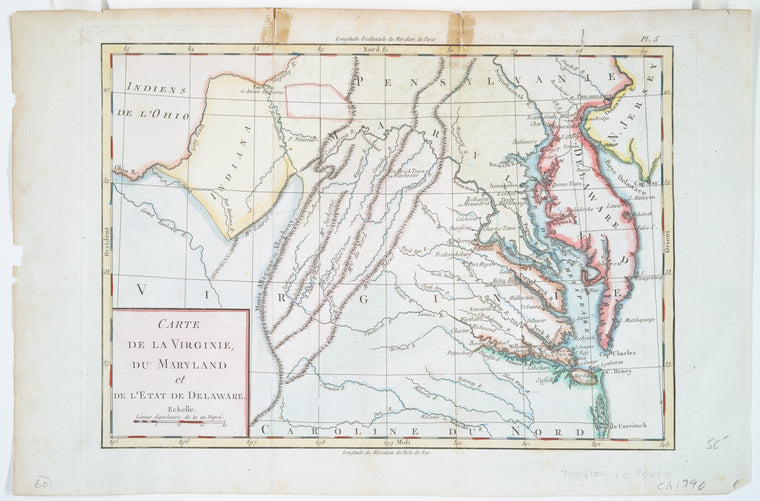 Carte de la Virginie, du Maryland et de l'etat de Delaware.