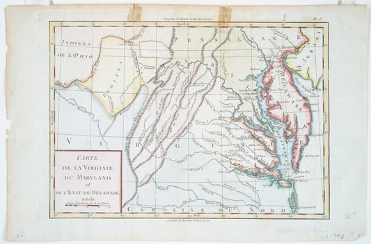 Carte de la Virginie, du Maryland et de l'etat de Delaware.