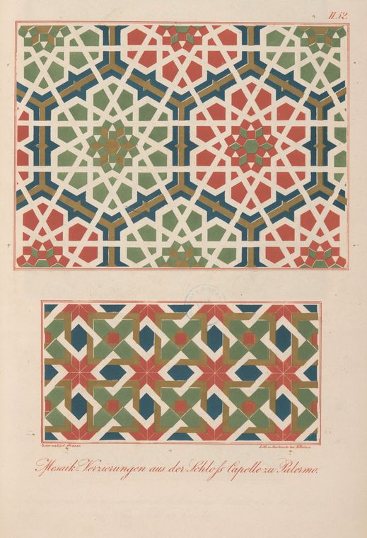 Mosaik-Verzierungen aus der Schloss Capelle zu Palermo