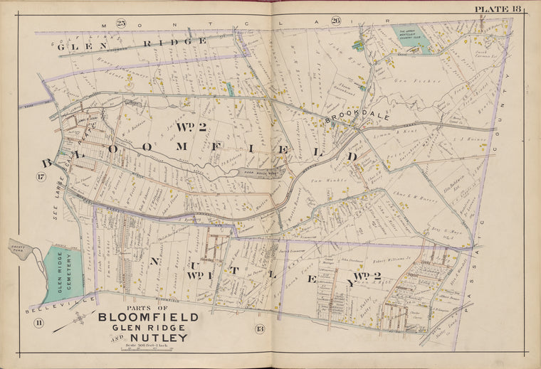 Essex County, V. 3, Double Page Plate No. 18 [Map of parts of Bloomfield, Glen Ridge and Nutley]
