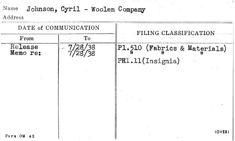 Johnson, Cyril - Woolen Company