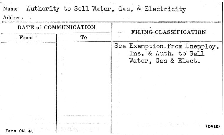 Authority to Sell Water, Gas, & Electricity