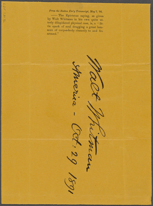 Lock of hair, initialed, signed and dated "73d year" and "Oct. 29, 1891."