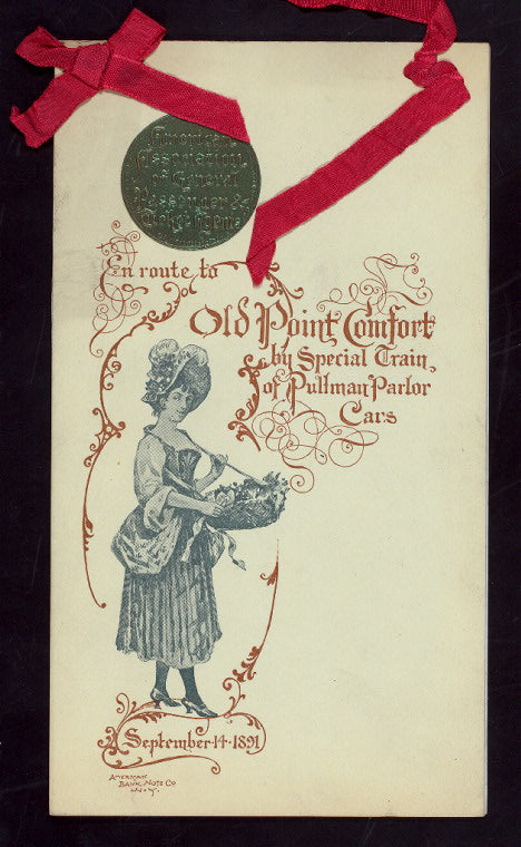 DINNER AND BREAKFAST [held by] AMERICAN ASSOCIATION OF GENERAL PASSENGER AND TICKET AGENTS [at] EN ROUTE TO OLD POINT COMFORT BY SPECIAL TRAIN OF PULLMAN CARS (RR)