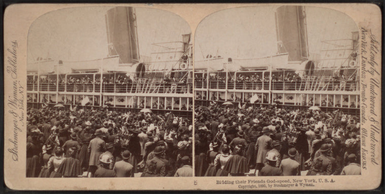 Bidding their friends God-speed, New York, U.S.A.