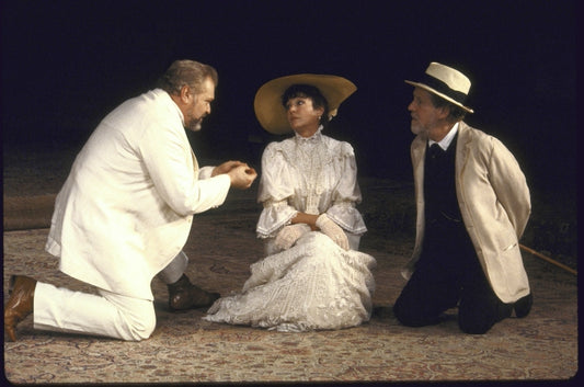 Actors (L-R) Brian Dennehy, Natasha Parry and Erland Josephson in a scene from the Brooklyn Academy of Music's production of the play "The Cherry Orchard" (Brooklyn)