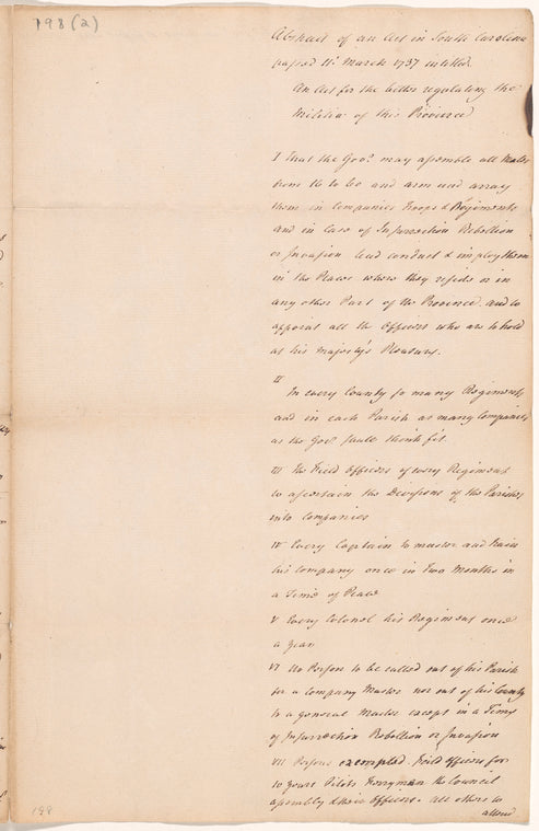 Abstract of militia acts of South Carolina of 1737 and 1739