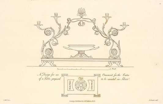 A Design for an ornament, for the centre of a table, proposed to be  executed in silver.
