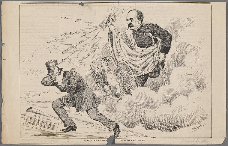 Struck by lighn[ing ? t]he crushed tragedian