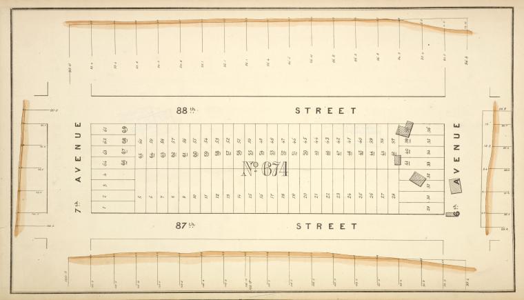 Block No. 674 Map bounded by 88th Street, 6th Avenue, 87th Street, 7th Avenue