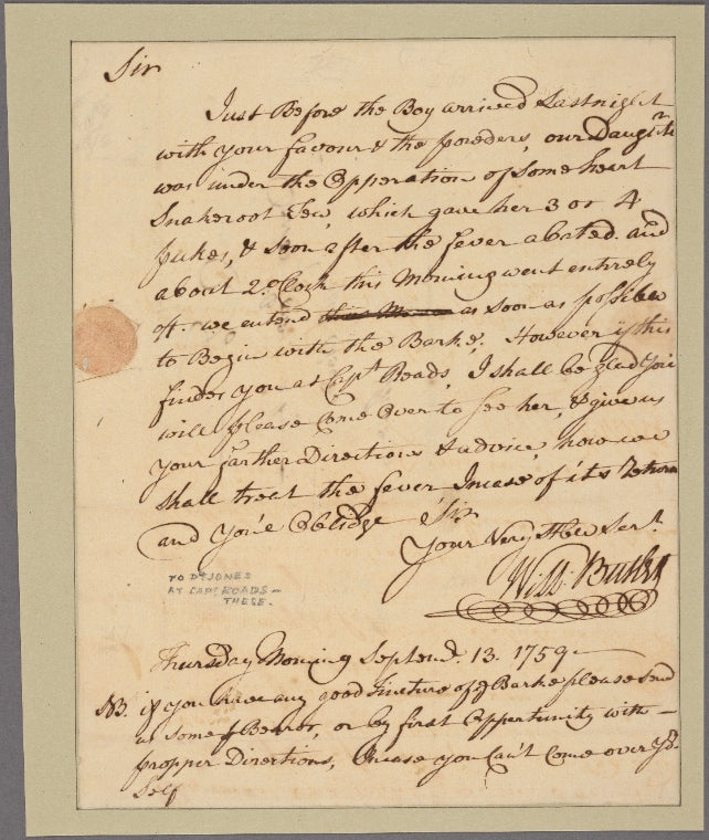 Letter to Dr. Jones, Cape Roads