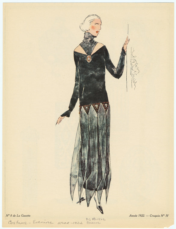 Woman in black evening gown, 1922