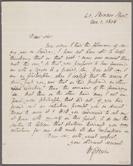 Autograph letter signed to Aaron Burr, 1 November 1808