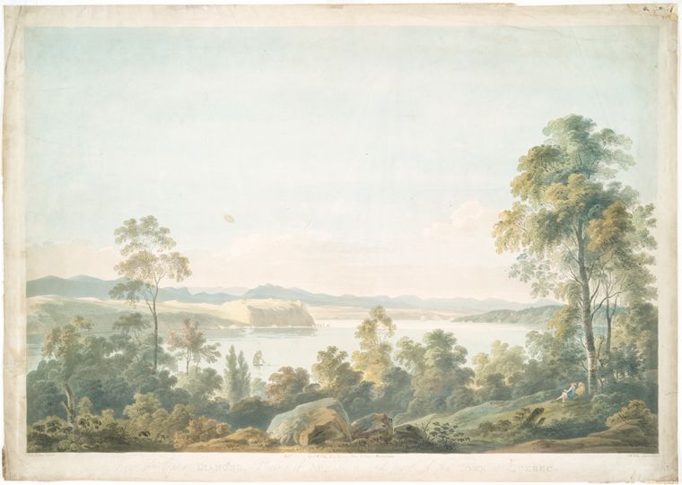 View of Cape Diamond, plains of Abraham, and part of the town of Quebec.
