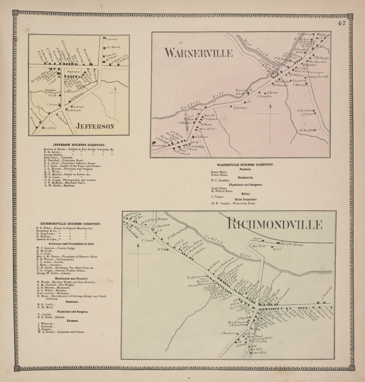 Jefferson [Village]; Jefferson Business Directory; Warnerville [Village]; Warnerville Business Directory; Richmondville Business Directory; Richmondville [Village]