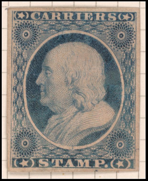 1c blue Franklin carrier reprint single