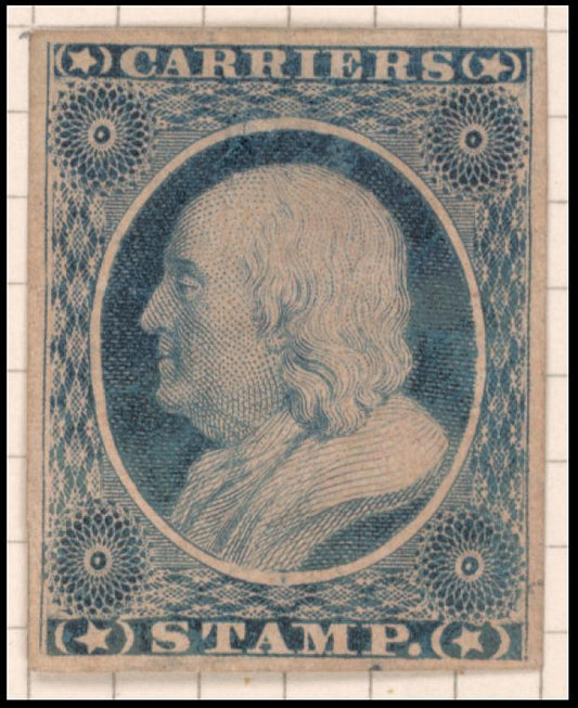 1c blue Franklin carrier reprint single