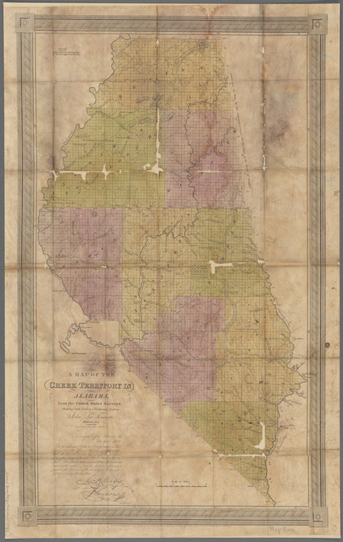 A map of the Creek territory in Alabama from the United States surveys : shewing each section & fractional section
