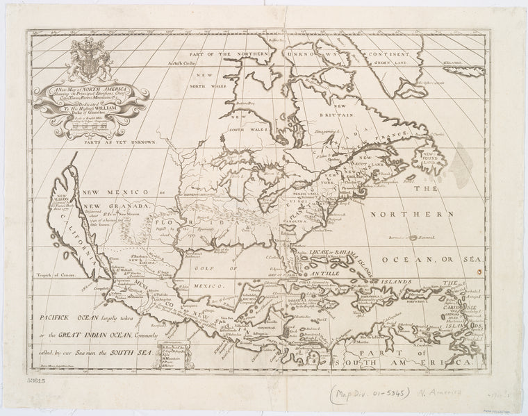 A new map of North America shewing its principal divisions, chief cities, townes, rivers, mountains &c.