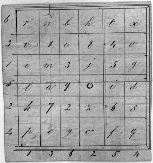 The cipher Van Lew used to send messages to Union commanders