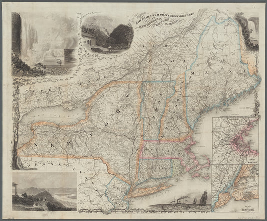 Smith's rail road, steam boat & stage route map of New England, New-York and Canada