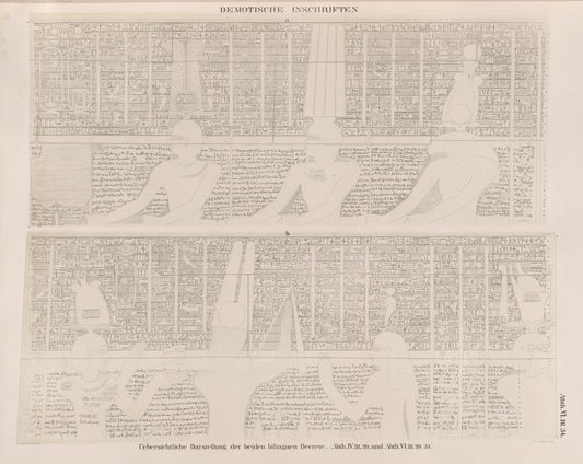 Demotische Inschriften.  Uebersichtliche Darstellung der  bilinguen Decrete. [Abth.VI.Bl.20. und Abth.VI.Bl.26-33.]