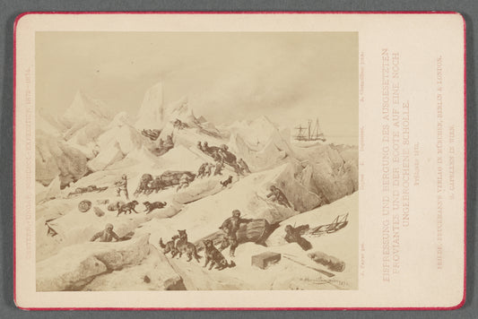 Eispressung und Bergung des ausgesetzten Proviantes und der Boote auf eine noch ungebrochene Scholle, Frühjahr 1873