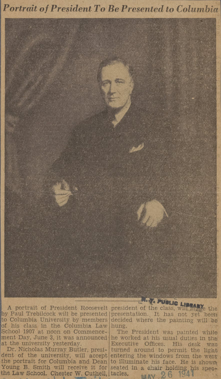 Portrait of a president to be presented to Columbia