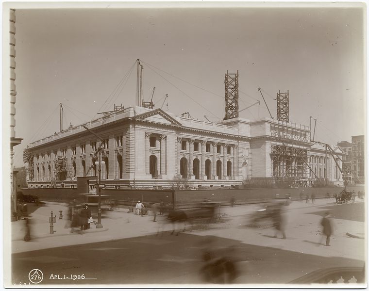Exterior marble work : building seen from the southeast corner of Fifth Avenue and Fortieth Street