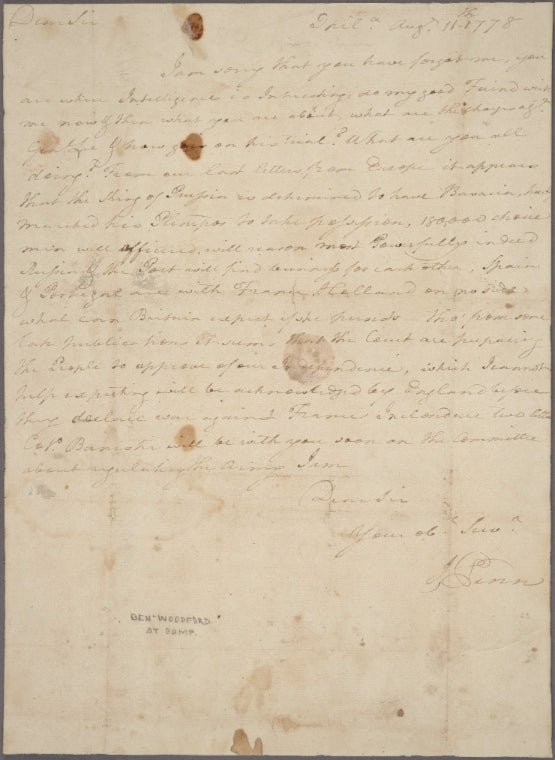 Letter to [General William Woodford]
