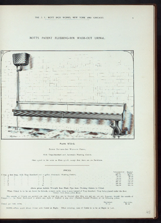 Mott's patent flushing-rim wash-out urinal. Plate 972-G.