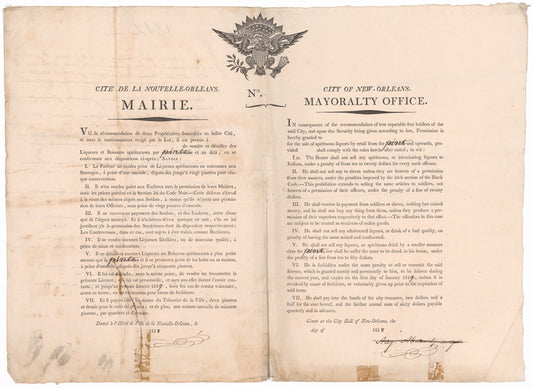 License by the City of New Orleans for the sale of spirituous liquors