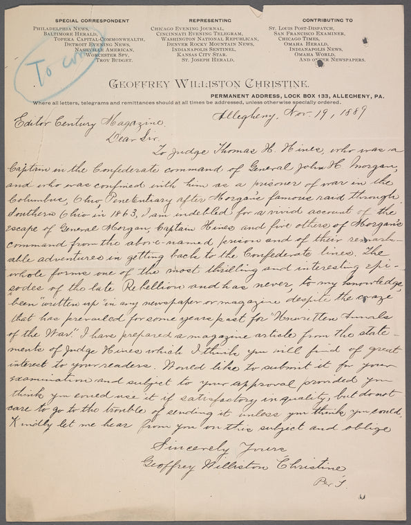 Christine, Geoffrey Williston