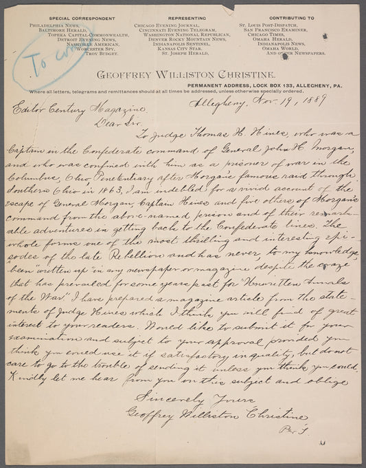 Christine, Geoffrey Williston